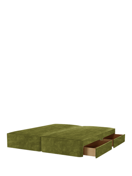 John Lewis Pocket Sprung Upholstered 4 Drawer Divan Base, Super King Size, Velvet Moss