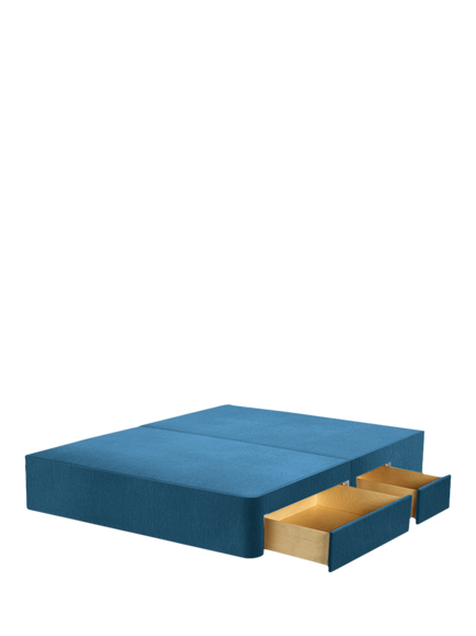 John Lewis Pocket Sprung Upholstered Continental 2+2 Drawer Divan Base, Small Double, Cotton Effect Denim