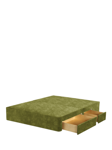 John Lewis Pocket Sprung Upholstered Continental 2+2 Drawer Divan Base, Small Double, Velvet Moss