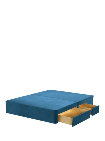 John Lewis Pocket Sprung Upholstered Continental 2+2 Drawer Divan Base, Double, Cotton Effect Denim
