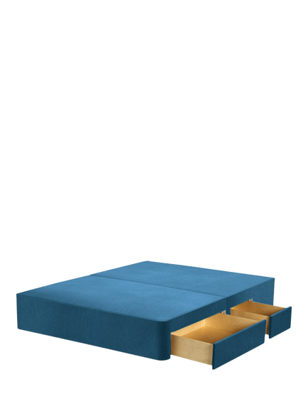 John Lewis Pocket Sprung Upholstered Continental 2+2 Drawer Divan Base, King Size, Cotton Effect Denim