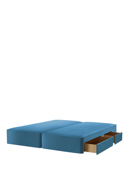 John Lewis Pocket Sprung Upholstered Continental 2+2 Drawer Divan Base, Super King Size, Cotton Effect Denim