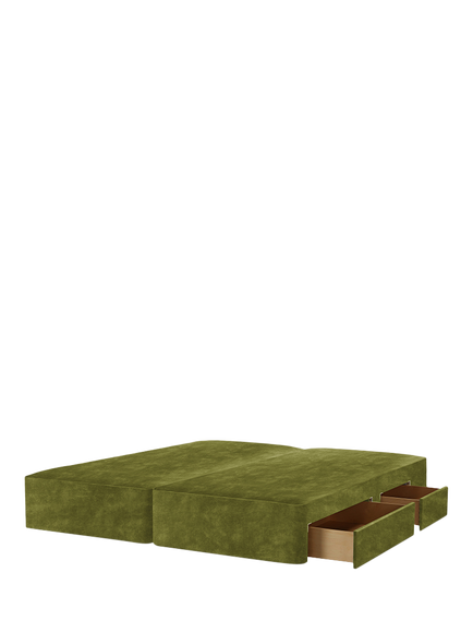 John Lewis Pocket Sprung Upholstered Continental 2+2 Drawer Divan Base, Super King Size, Velvet Moss