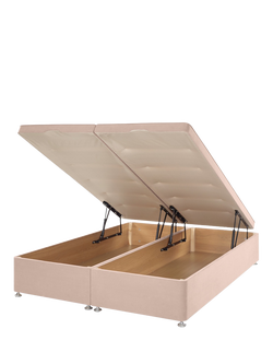 John Lewis Pocket Sprung Upholstered Ottoman Storage Divan Base, Double - view 2, Cotton Effect Pink