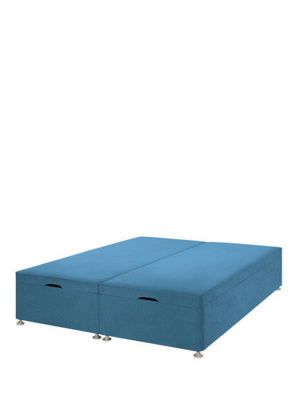 John Lewis Padded Top Upholstered Ottoman Storage Divan Base, Double, Cotton Effect Denim