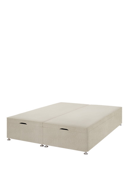 John Lewis Padded Top Upholstered Ottoman Storage Divan Base, Double, Cotton Effect Beige