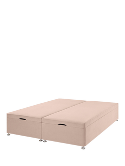 John Lewis Pocket Sprung Upholstered Ottoman Storage Divan Base, King Size, Cotton Effect Pink