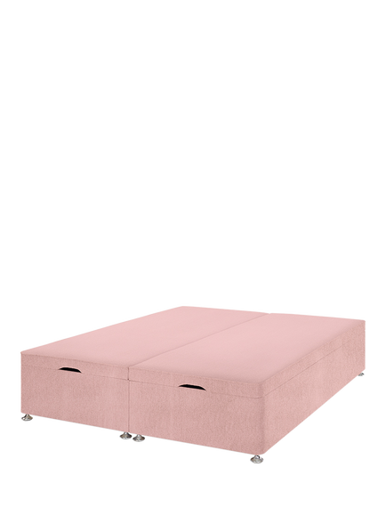 John Lewis Padded Top Upholstered Ottoman Storage Divan Base, King Size, Cotton Effect Pink