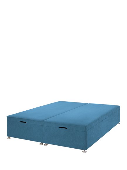 John Lewis Padded Top Upholstered Ottoman Storage Divan Base, King Size, Cotton Effect Denim