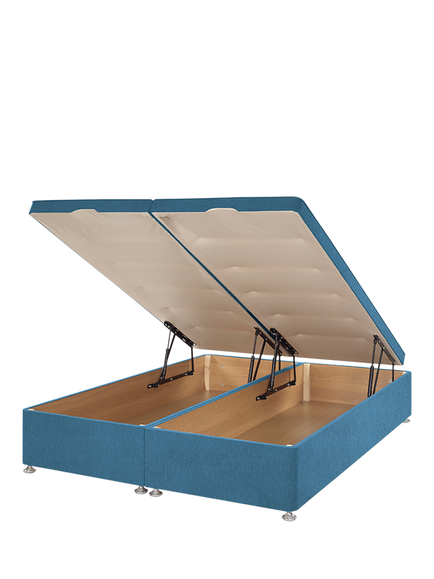 John Lewis Padded Top Upholstered Ottoman Storage Divan Base, King Size - view 2, Cotton Effect Denim