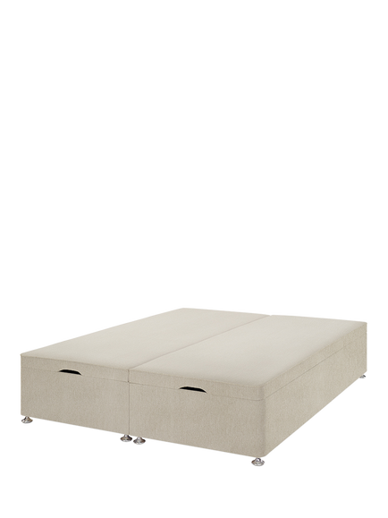 John Lewis Padded Top Upholstered Ottoman Storage Divan Base, King Size, Cotton Effect Beige