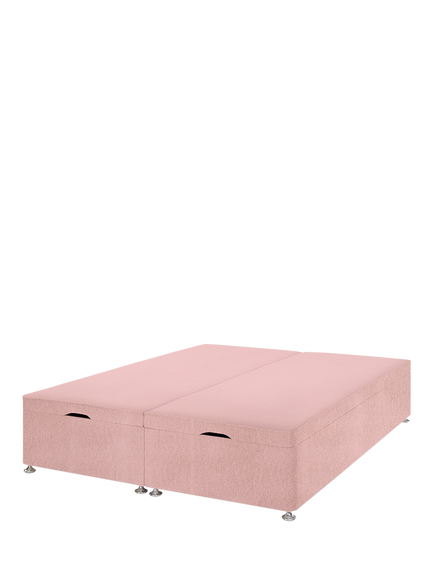 John Lewis Padded Top Upholstered Ottoman Storage Divan Base, Super King Size, Cotton Effect Pink