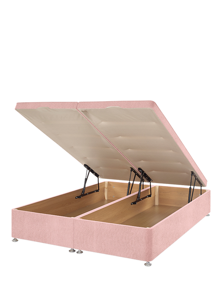 John Lewis Padded Top Upholstered Ottoman Storage Divan Base, Super King Size - view 2, Cotton Effect Pink