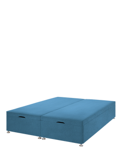 John Lewis Padded Top Upholstered Ottoman Storage Divan Base, Super King Size, Cotton Effect Denim
