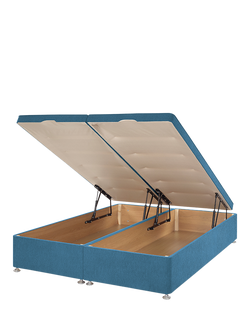 John Lewis Padded Top Upholstered Ottoman Storage Divan Base, Super King Size - view 2, Cotton Effect Denim