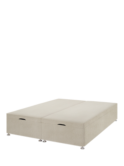 John Lewis Padded Top Upholstered Ottoman Storage Divan Base, Super King Size, Cotton Effect Beige