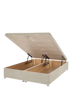 John Lewis Padded Top Upholstered Ottoman Storage Divan Base, Super King Size - view 2, Cotton Effect Beige