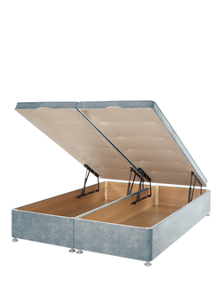 John Lewis Padded Top Upholstered Ottoman Storage Divan Base, Super King Size - view 2, Velvet Grey