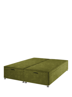John Lewis Padded Top Upholstered Ottoman Storage Divan Base, Super King Size, Velvet Moss