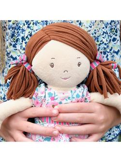 Tikiri Katy Brown Hair Rag Doll in Pink Floral Cotton Dress - view 2, Multi