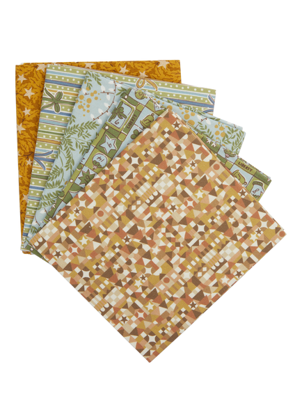 Liberty Fabrics Festive Sparkle Lasenby Cotton Fat Quarter Quilting Fabric, Pack of 5, Yellow, Yellow