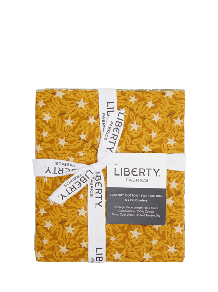 Liberty Fabrics Festive Sparkle Lasenby Cotton Fat Quarter Quilting Fabric, Pack of 5, Yellow - view 2, Yellow