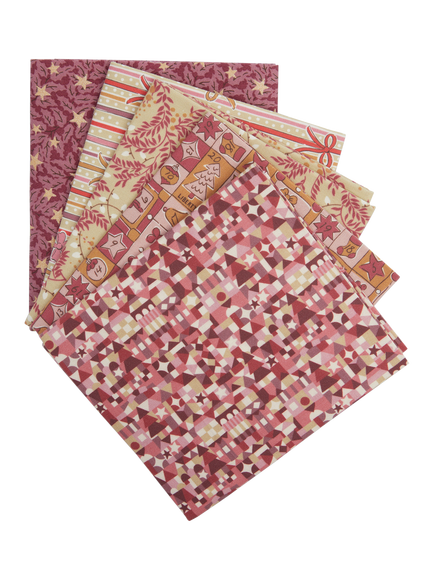 Liberty Fabrics Festive Store Lasenby Cotton Fat Quarter Quilting Fabric, Pack of 5, Pink, Pink