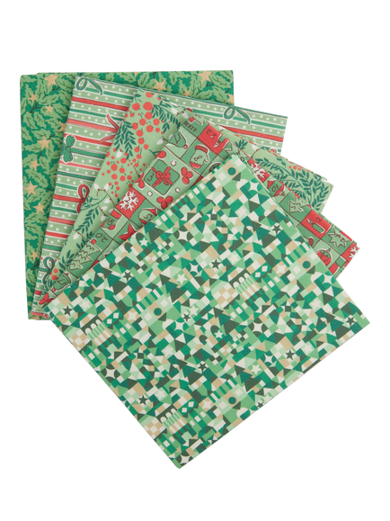 Liberty Fabrics Twinkling Lights Lasenby Cotton Fat Quarter Quilting Fabric, Pack of 5, Green, Green