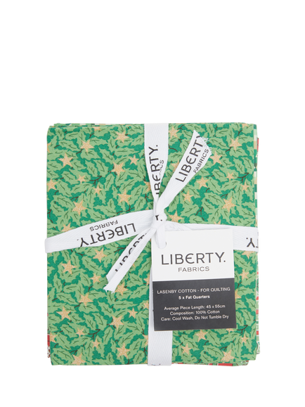 Liberty Fabrics Twinkling Lights Lasenby Cotton Fat Quarter Quilting Fabric, Pack of 5, Green - view 2, Green
