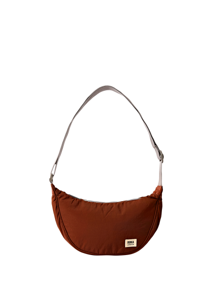 ROKA London Farringdon Taslon Half Moon Shoulder Bag, Henna
