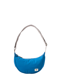 ROKA London Farringdon Taslon Half Moon Shoulder Bag, Malibu Blue