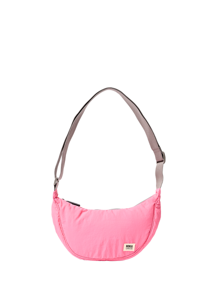ROKA London Farringdon Taslon Half Moon Shoulder Bag, Pink Lemonade