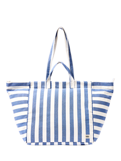 ROKA London Marylebone Oversized Tote Bag, Denim/White