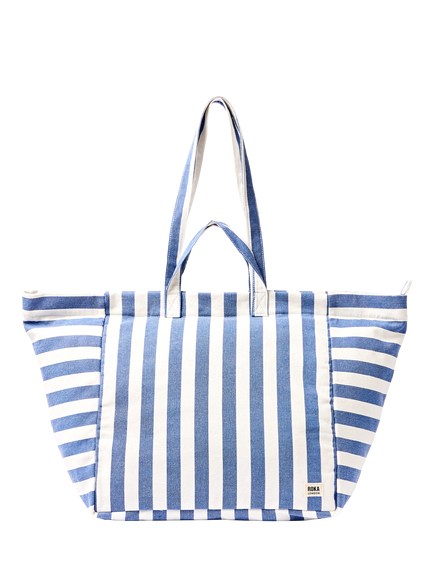 ROKA London Marylebone Oversized Tote Bag, Denim/White