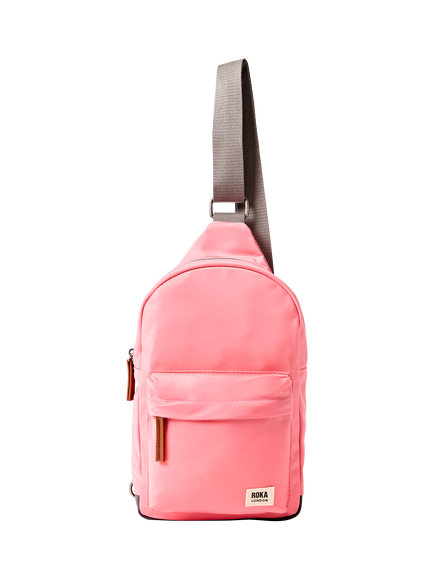 ROKA London Willesden Recycled Nylon Sling Crossbody Bag, 4.5L, Pink Lemonade