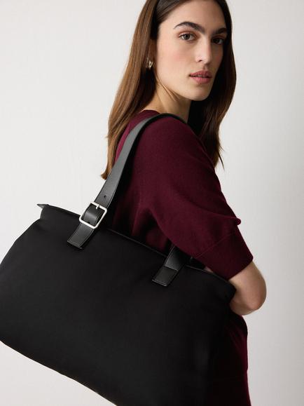 Jigsaw Padded Tote Bag, Black - view 2, Black
