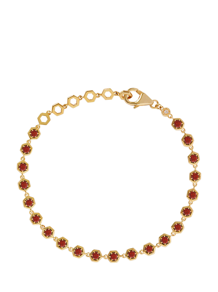 Astley Clarke Deco Garnet Tennis Bracelet, Gold/Red, Gold/Red