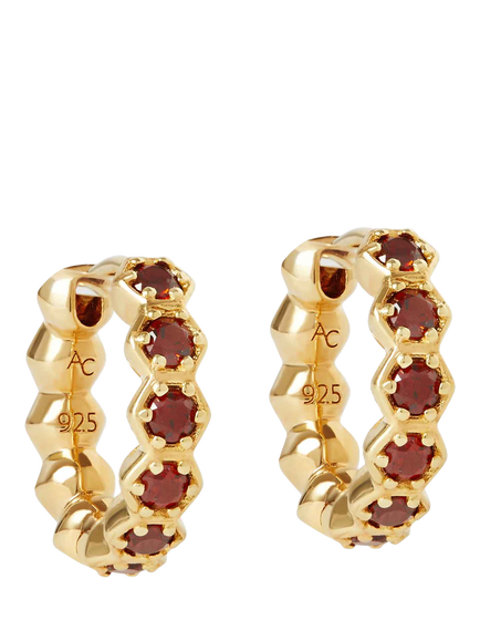 Astley Clarke Deco Vermeil Hoop Earrings, Gold/Red, Gold/Red