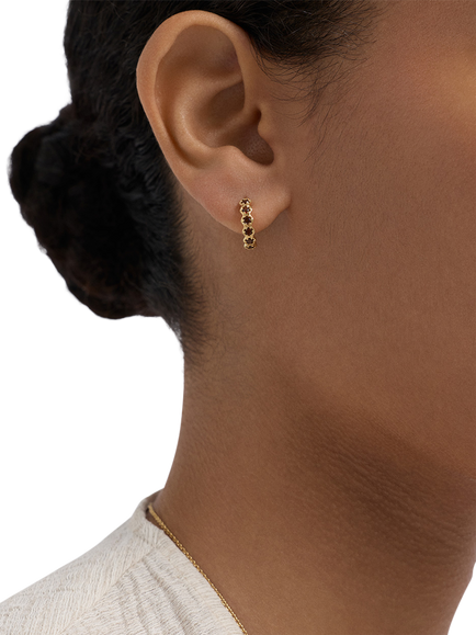 Astley Clarke Deco Vermeil Hoop Earrings, Gold/Red - view 2, Gold/Red