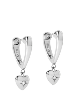Astley Clarke Biography White Sapphire Heart Hoop Drop Earrings, Silver