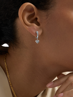 Astley Clarke Biography White Sapphire Heart Hoop Drop Earrings - view 2, Silver