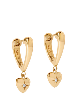 Astley Clarke Biography White Sapphire Heart Hoop Drop Earrings, Gold