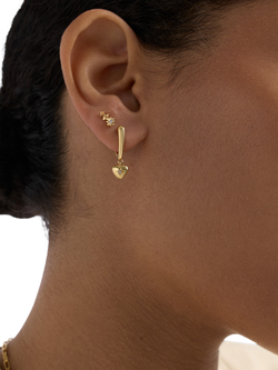 Astley Clarke Biography White Sapphire Heart Hoop Drop Earrings - view 2, Gold