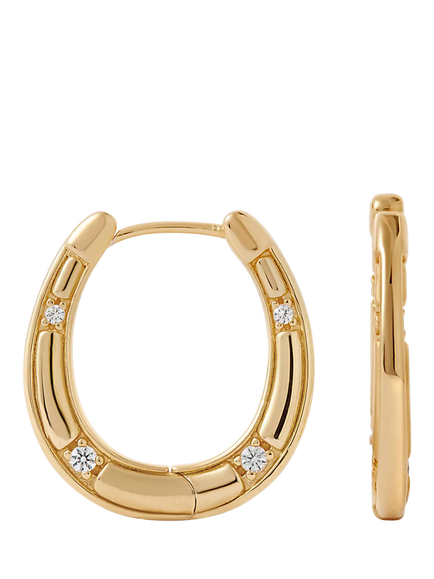 Astley Clarke Biography Horseshoe Hoop Earrings, Gold - view 2, Gold
