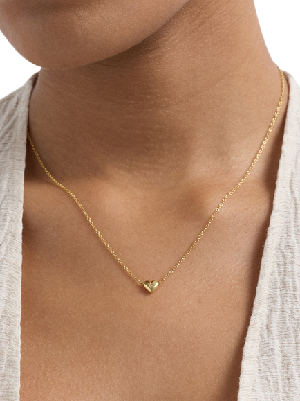 Astley Clarke White Sapphire Tiny Heart Pendant Necklace, Gold - view 2, Gold