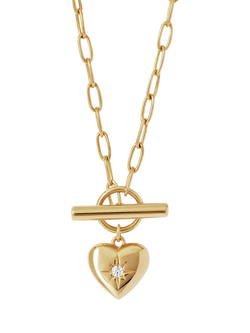Astley Clarke Biography Heart T-Bar Necklace, Gold, Gold