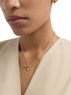 Astley Clarke Biography Heart T-Bar Necklace, Gold - view 2, Gold