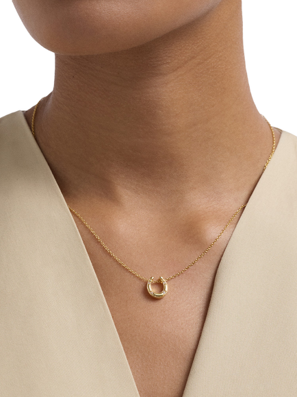 Astley Clarke Biography Horseshoe Necklace, Gold - view 2, Gold
