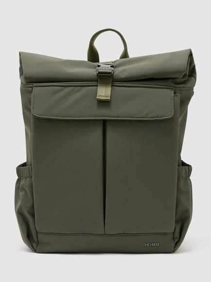 Reiss Pascal Roll Top Backpack, Khaki Green