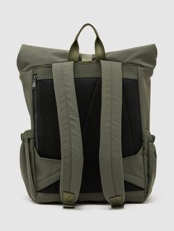 Reiss Pascal Roll Top Backpack - view 2, Khaki Green
